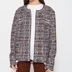 Gerry Weber Zip Crew Neck Plaid Square Pattern Full Zip Casual Dress Jacket